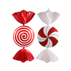 candy shaped ornaments red and white