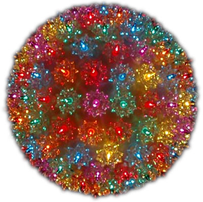 ball of christmas lights made into an ornament